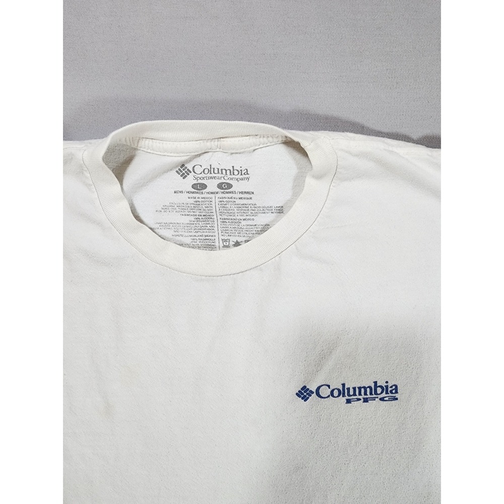 Columbia PFG Mens White Graphic T-Shirt Marlin American Flag Size Large - Picture 6 of 10
